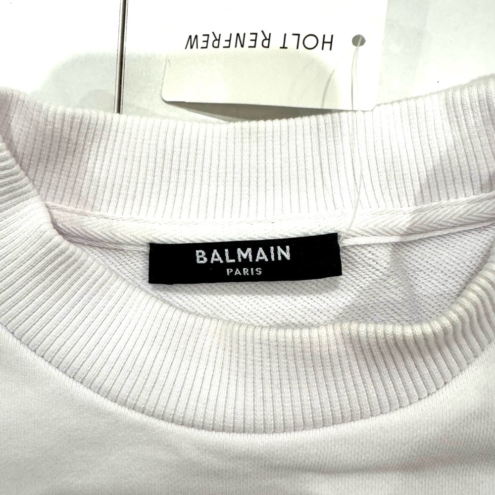 Authentic Balmain Black and White Logo Crop Top sweatshirt - Picture 6 of 8